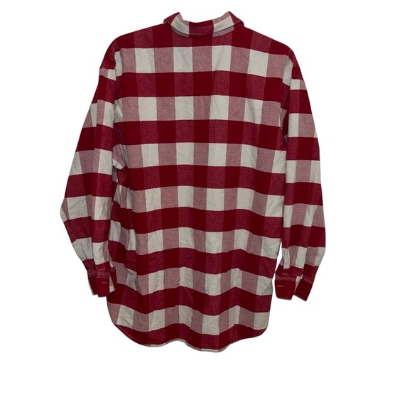 Eddie Bauer 100% cotton medium M red white plaid flannel button shirt long sleev - Picture 2 of 5